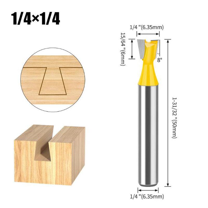 1Pc 6.35mm 12.7mm Shank Dovetail Joint Router Bits Set Dovetail Joint Router Bits Set 14 Degree Milling Cutter For Wood