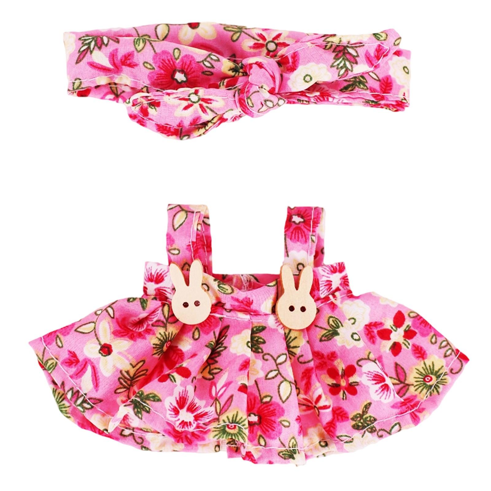 

17cmDoll Clothes Floral Dress + Hair Accessories Sit And Party Series Doll Clothes One Size