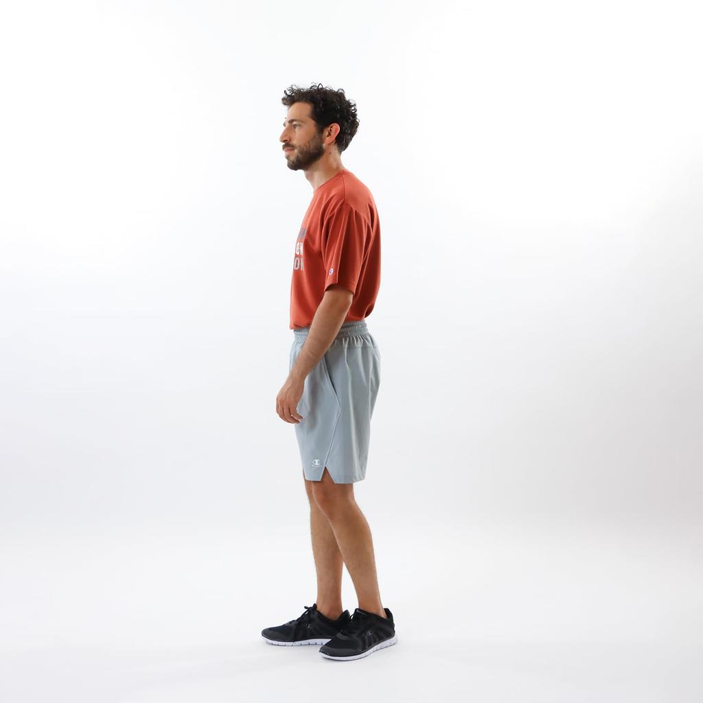 Champion Sports Light Men's Shorts, Stretch, Water-Repellent, One-Point Logo, Gray, C3-ZS502