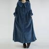 Autumn Winter Korean Loose Fashion Retro Dress Corduroy Slim Fit Long Dress with Lotus Leaf Collar