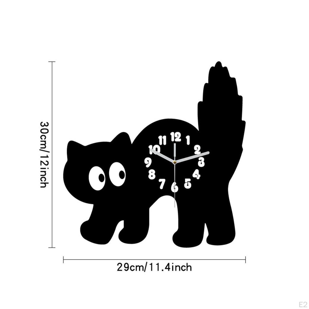 Cat Wall Clock Hanging Silent Gifts Lightweight Acrylic Ornament Decorative for Office Home