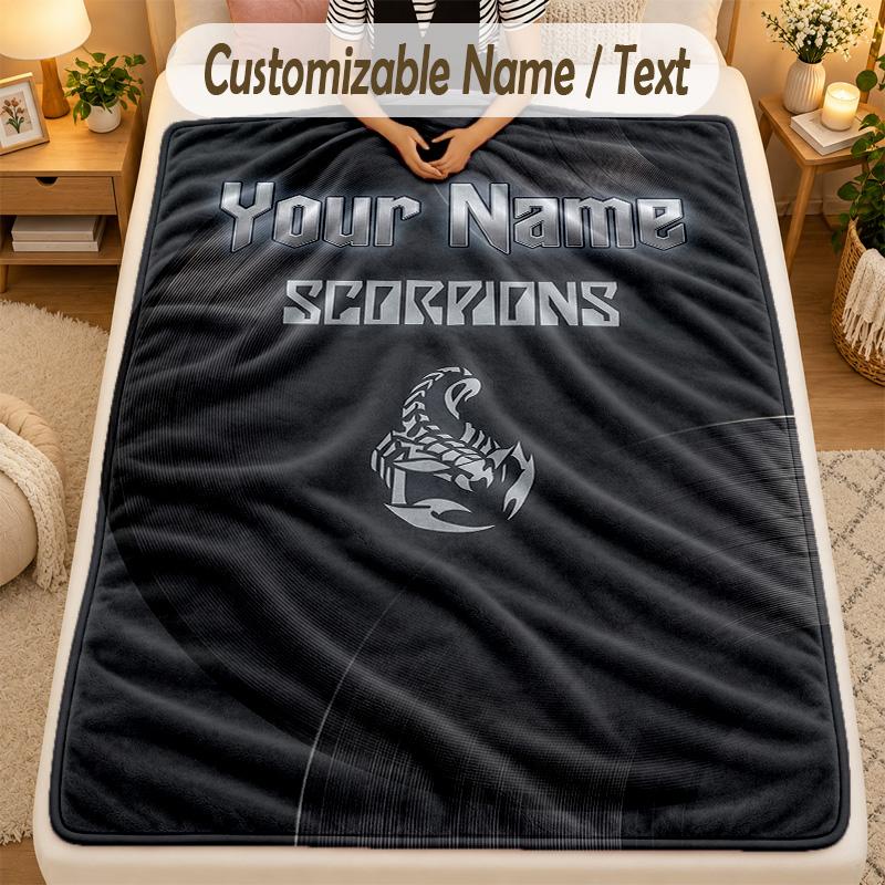 Flannel BlanketScorpions Custom Name Text Personalized Soft Warm Throw Blanket Home Decor Gift