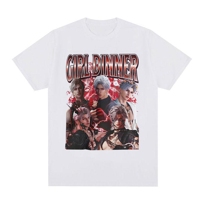 Funny Girl Dinner Love and Deepspace Novelty Graphic T Shirts Mens Clothing Vintage Oversized 100 Cotton Short Sleeve Tshirts