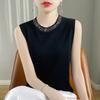 Fahion Women Tank Top Spring Summer Beading O-neck Sleeveless Tank Tops Innerwear Korean Bottoming Knitted Womens Tank Tops