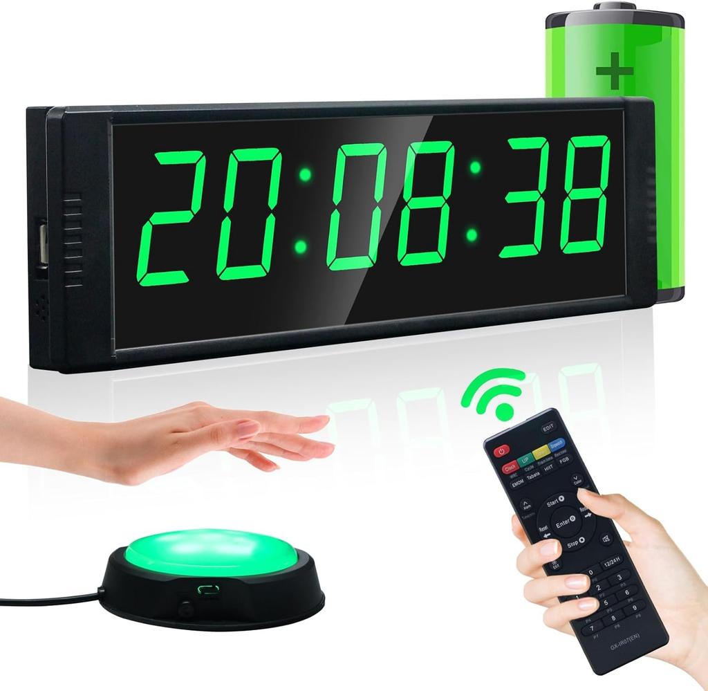 YZ Gym Sports Timer Workout Interval Digital Timer Stop Portable Stopwatch Countdown Clock with Fitness Training for Home Gym Button-Type & Stopwatch,
