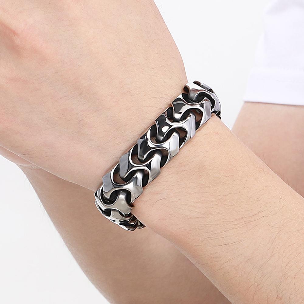 Brățară Cool Solidă din Oțel Inoxidabil pentru Bărbați Accesorii Bijuterii pentru Bărbați Mat Periat Lățime 18MM Lanț Cuban Keel Brățări pentru Bărbați