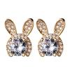 Luxury Korean fashion ear jewelry, cute kawaii rabbit stud earrings for women, sweet and small zircon animal earrings
