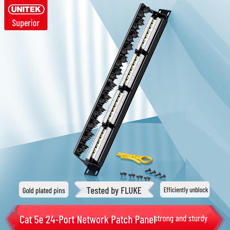 

UNITEK 24-Port Cat5e 1U Rackmount Patch Panel