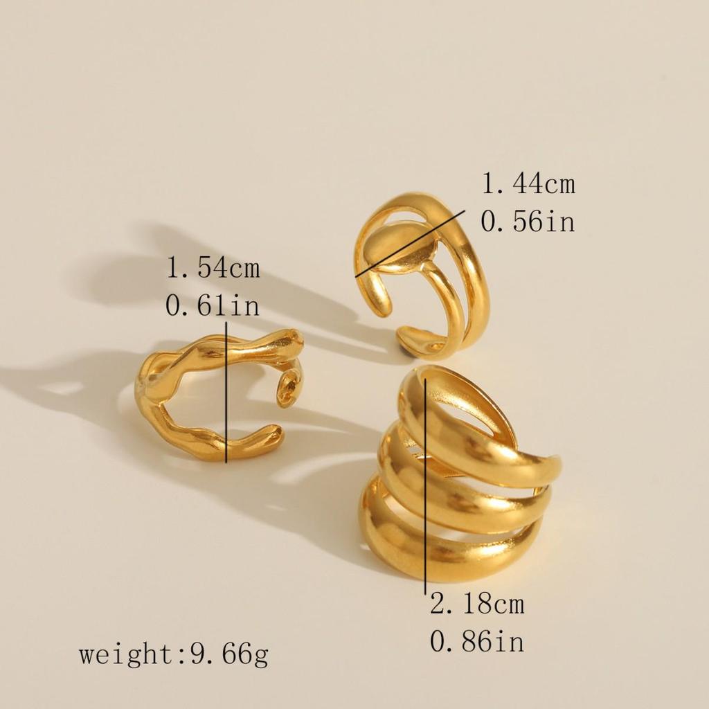 Inel deschis contemporan european și american din oțel inoxidabil placat cu aur de 18k pentru femei - Bijuterii versatile, elegante cu personalitate