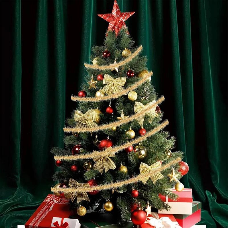 1.5M Christmas Ribbon Decoration Wreath Colorful Strip Christmas Tree Decor Props Wreath Ribbon DIY Crafts for Home Party Decor