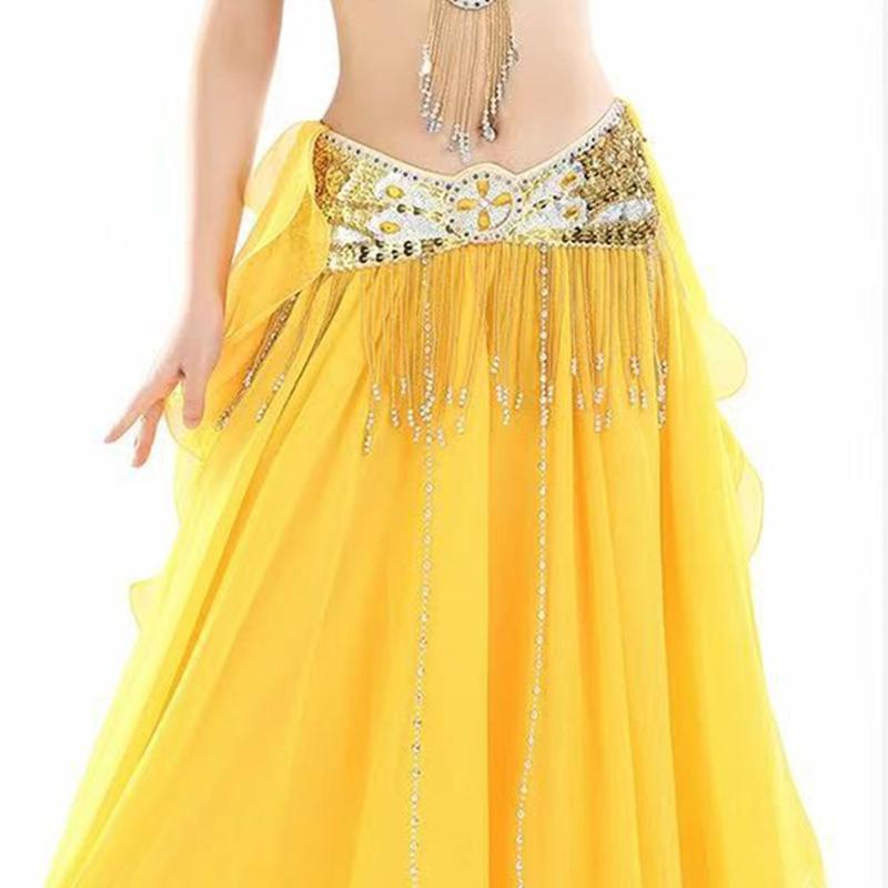 Women Belly Dance Wrap Skirt with Split Design Fashion High Waist Performances Skirt for Dancing Party and Stage Shows