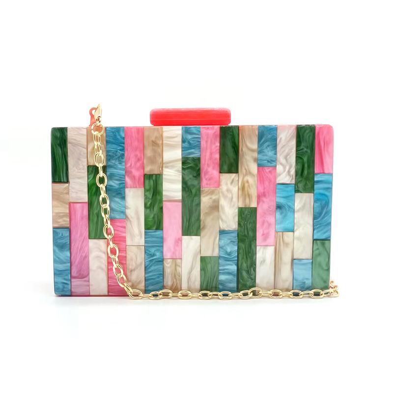 

Brand Design Evening Bag For Woman Striped Acrylic Clutch Wedding Handbag Luxury Party Messenger Shoulder Bags Chain Pink Purse 18x11x4.5cm розовый