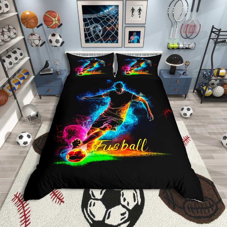 

Homewish Kids Handball Duvet Cover SetTeens Sports Bedding SetWatercolor Splashing Ink Bed Set For Boys US Twin(172*218cm)3pcs
