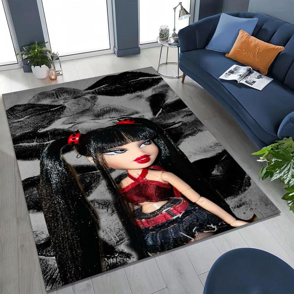 Fashion Girls Bratz Doll Cartoon Art Rug for Bedroom Living Room Sofa Home Doormat Decor,Large Kids Play Non-slip Floor Mat Gift