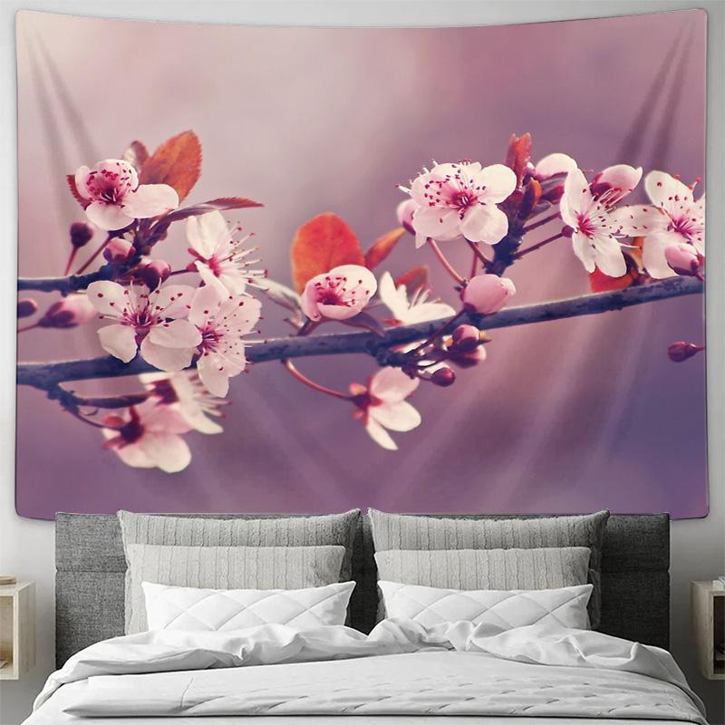 Japanese Cherry Blossom Tapestry Floral Wall Hanging Sakura Decor Aesthetic Room Decor Japanese Style Bohemian Tapestry Nature W