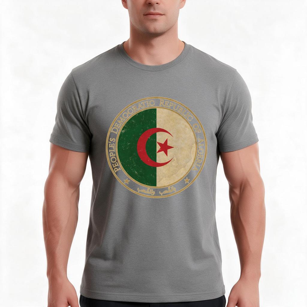 Vintage Peoples Democratic Republic of Algeria Africa African Flag TShirt Summer Casual Cotton Tee Oversized Streetwear Tops