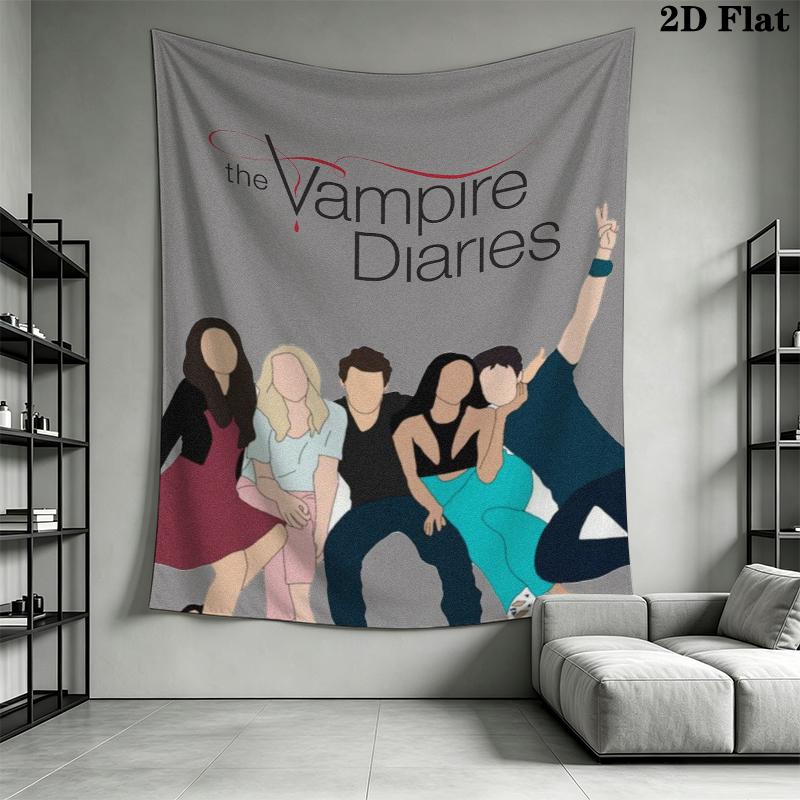 The Vampire Diaries Wall Tapestry Aesthetic Wall Hanging Printed Fabric Blanket Decorative Tapestries for Bedroom Living Room Home Decor