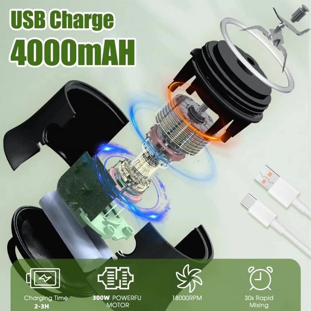 New Portable Juicer Dual-use Juice Cup USB 4000mAh Battery Indoor Outdoor Fresh Fruit Blender 2 Blade Smoothie Juice Cup Blender