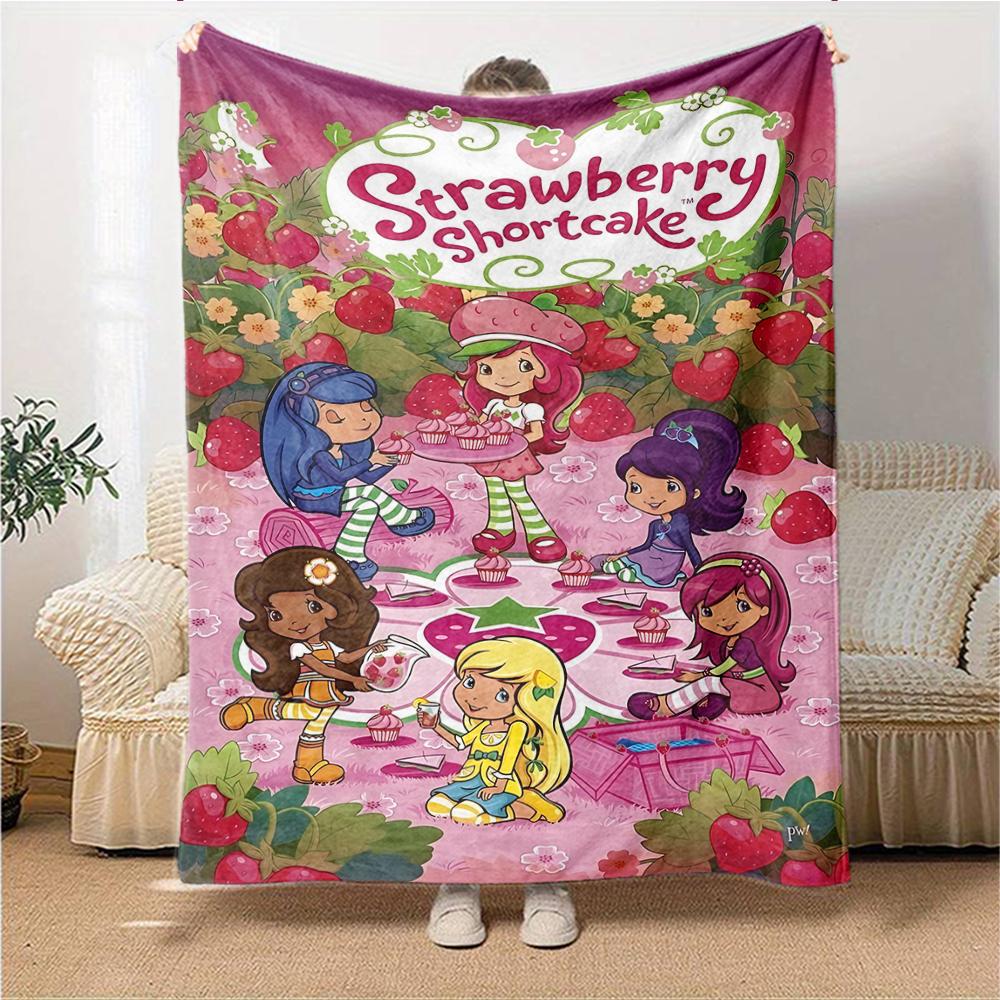 1Pc Strawberry Shortcake Party Blanket For Couch Bed Plush Cozy Fuzzy Blanket Super Soft Warm Blankets For Fall And Winter 0918252