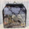 Used Gasha Dokuro Gamaguchi Bag, Handmade, Ukiyo-e, Japanese Pattern, Old Daidairi of Soma