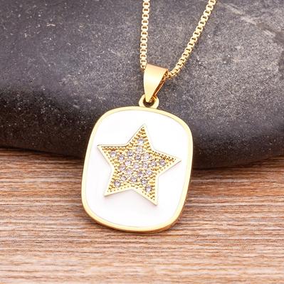 

Nidin Fashion Enamel Dripping Oil Inlaid Zircon Star Necklaces Women Sweet Cute Pendant Choker Creative 4 Colors Jewelry Gift білий