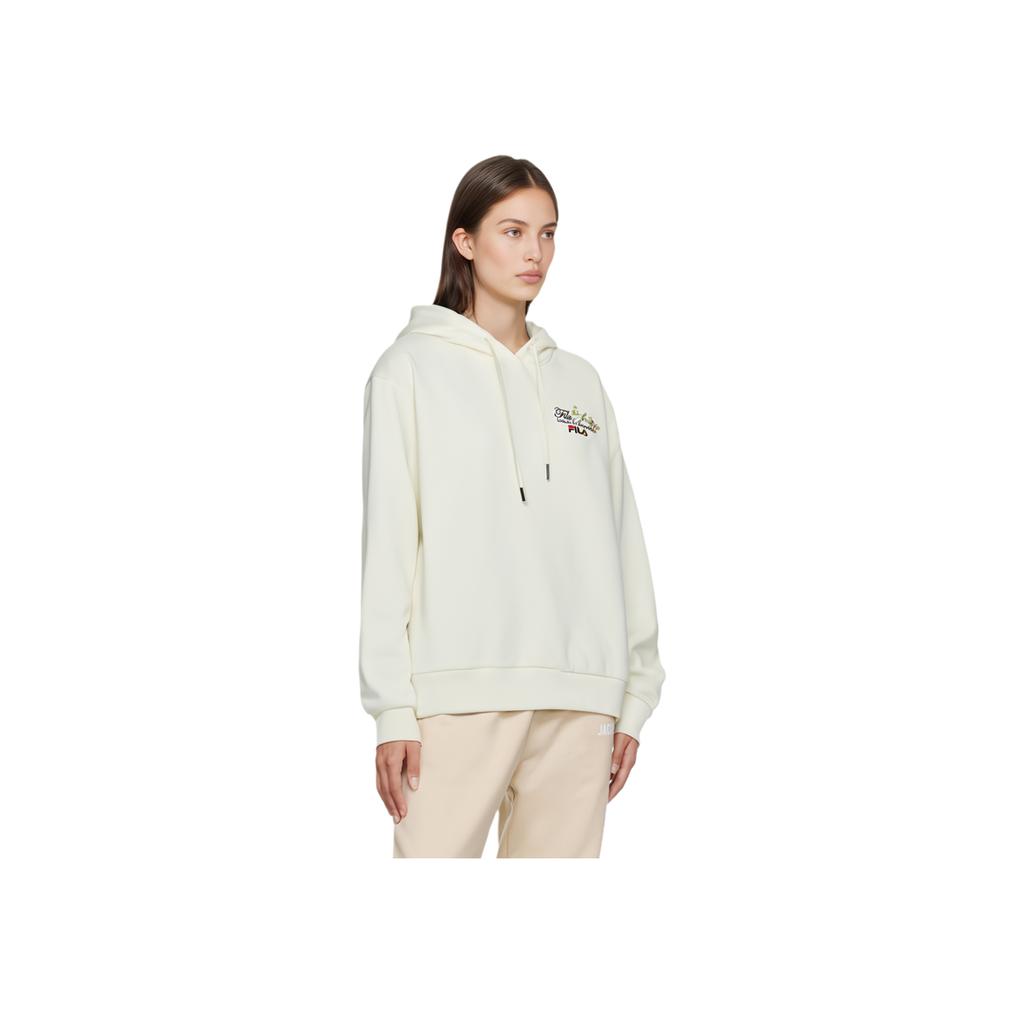 Fila Fleur De Lis Embroidered Casual Hoodie Women Hoodies Cloud-White F11W248215FWT