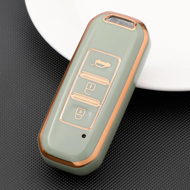 Gold Edge TPU Car Remote Key Cover Case Bag Shell Holder for Wuling Hongguang S Baojun 510 730 360 560 RS-5 530 630 Accessories