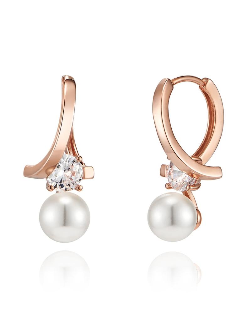 14K Wave Pearl One-Touch Earrings (Gold Pin) ELGPEE430