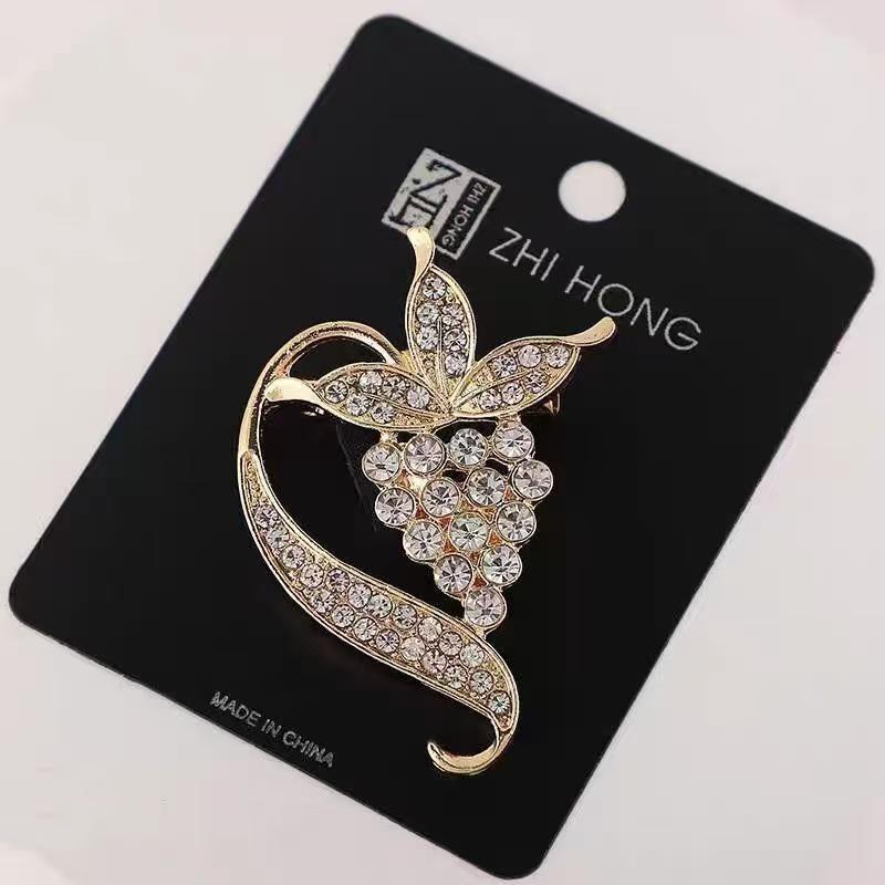 Elegant Rhinestone Grape Brooch - Unique Fashionable Fruit Accessory