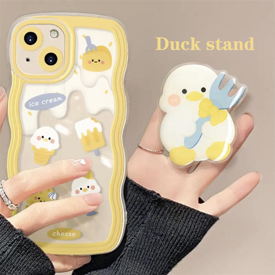 Cute Cheese Duck Stand Suitable for Apple 15 Promax Phone Case iPhone 14131211XR Women's 78Plus