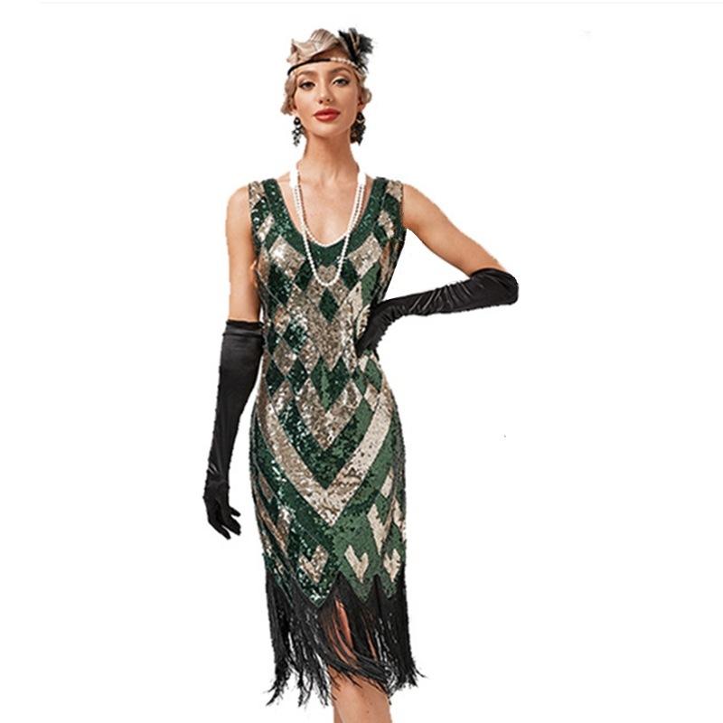 1920-talls retro damekjole med paljetter dusk Festmiddagskjole