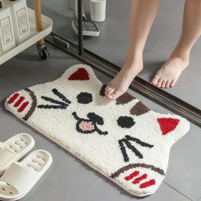 Cartoon Cat Series Bath Mats Thickened Plush Bathroom Rug TPR Anti Slip Bathroom Shower Room Absorbent Foot Mat Doormat