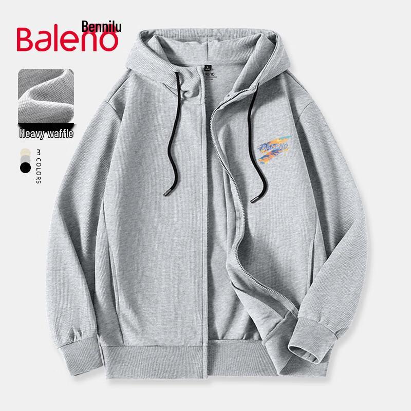 Baleno Men's Waffle Knit Hooded Zip-Up Cardigan