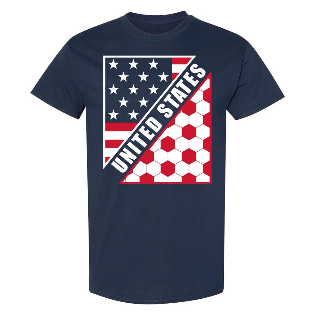 United States Flag Football Block T-Shirt - Navy