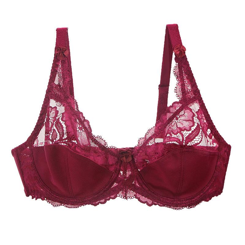 Women's Hot Sale Fashion Lace Hollow Large Size Bra Sexy Underwear CDE Cup Anti-Sagging Bra