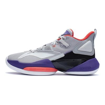 Li Ning Air Strike 8 Stötdämpande Halkfria Slitstarka Mellanhöga Basketsskor Herr Basketsskor Mikro-Kristall-Grå ABPR035-1