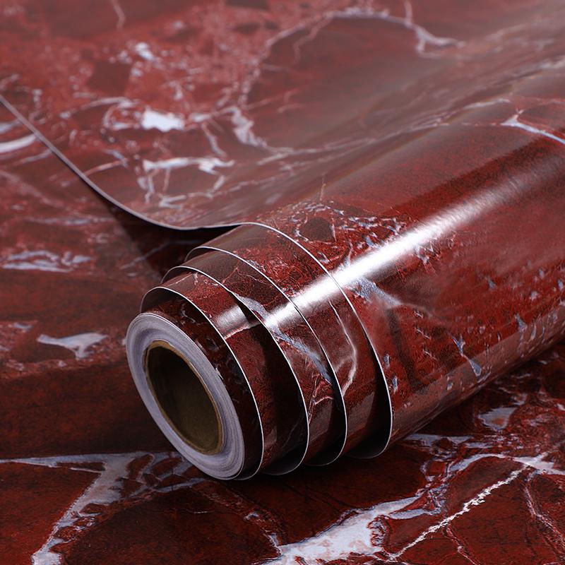 PVC Imitation Marble Stickers Furniture Self-Adhesive Wallpaper Stone Waterproof Kitchen Countertop Desktop Renovation Film