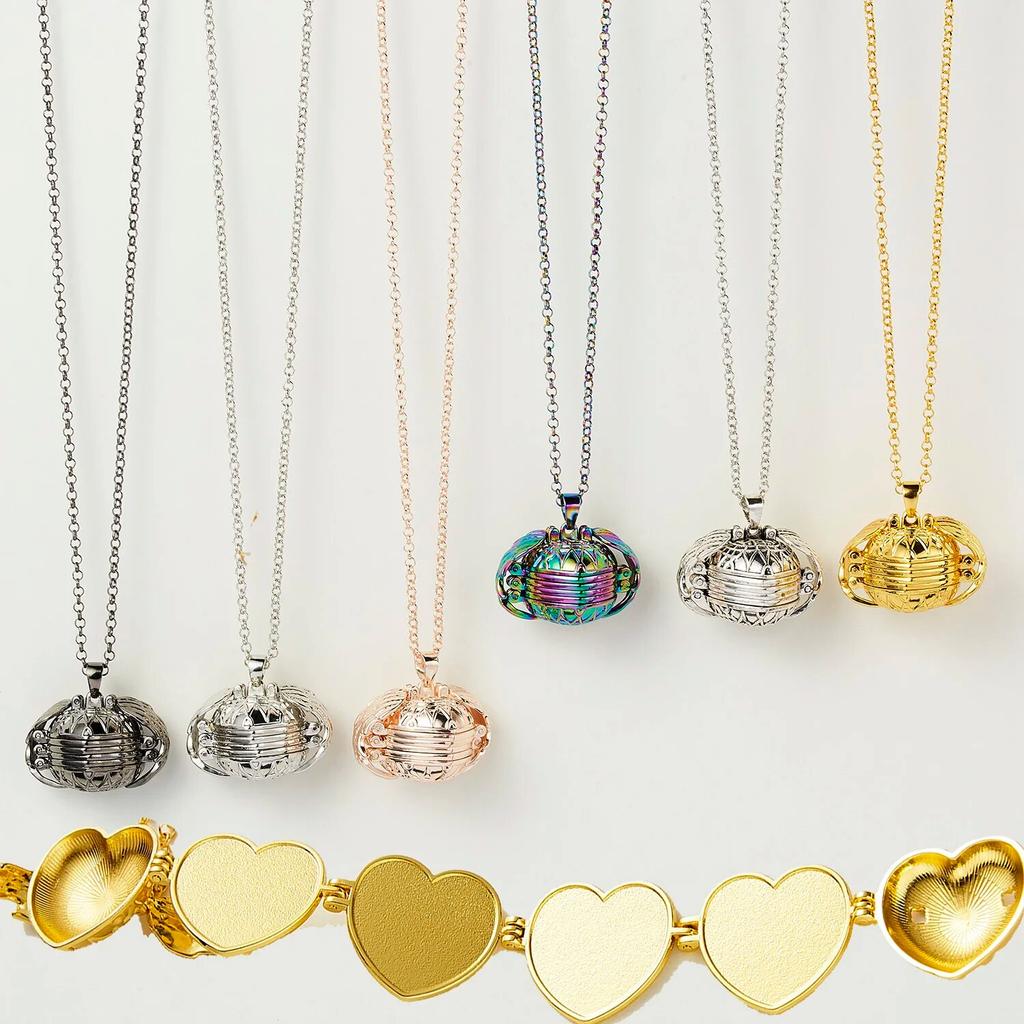 Herzförmige magische 8-Foto-Anhänger Engelsflügel Box Halskette Memory Floating Medaillon Familie Paar Lovey Geschenk Dropshipping