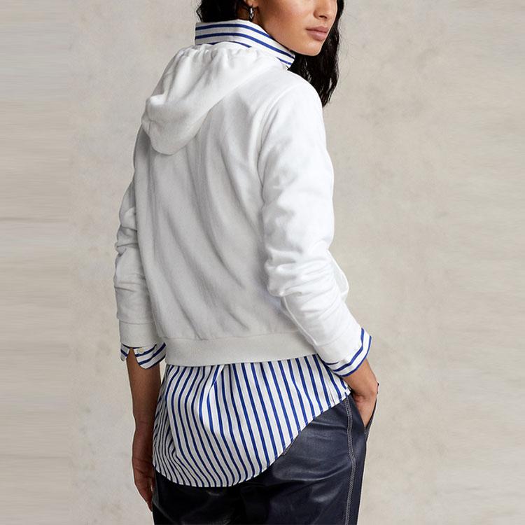 Polo Ralph Lauren SS22 Jednobarevná mikina z fleecu s logem Dámská mikina Bílá WMPOKNINFB20216-100