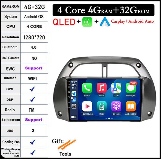 For Toyota RAV4 Rav 4 2001-2006 Android 14 IPS/QLED Car Radio Multimedia Video Player Auto Audio Stereo GPS Carplay