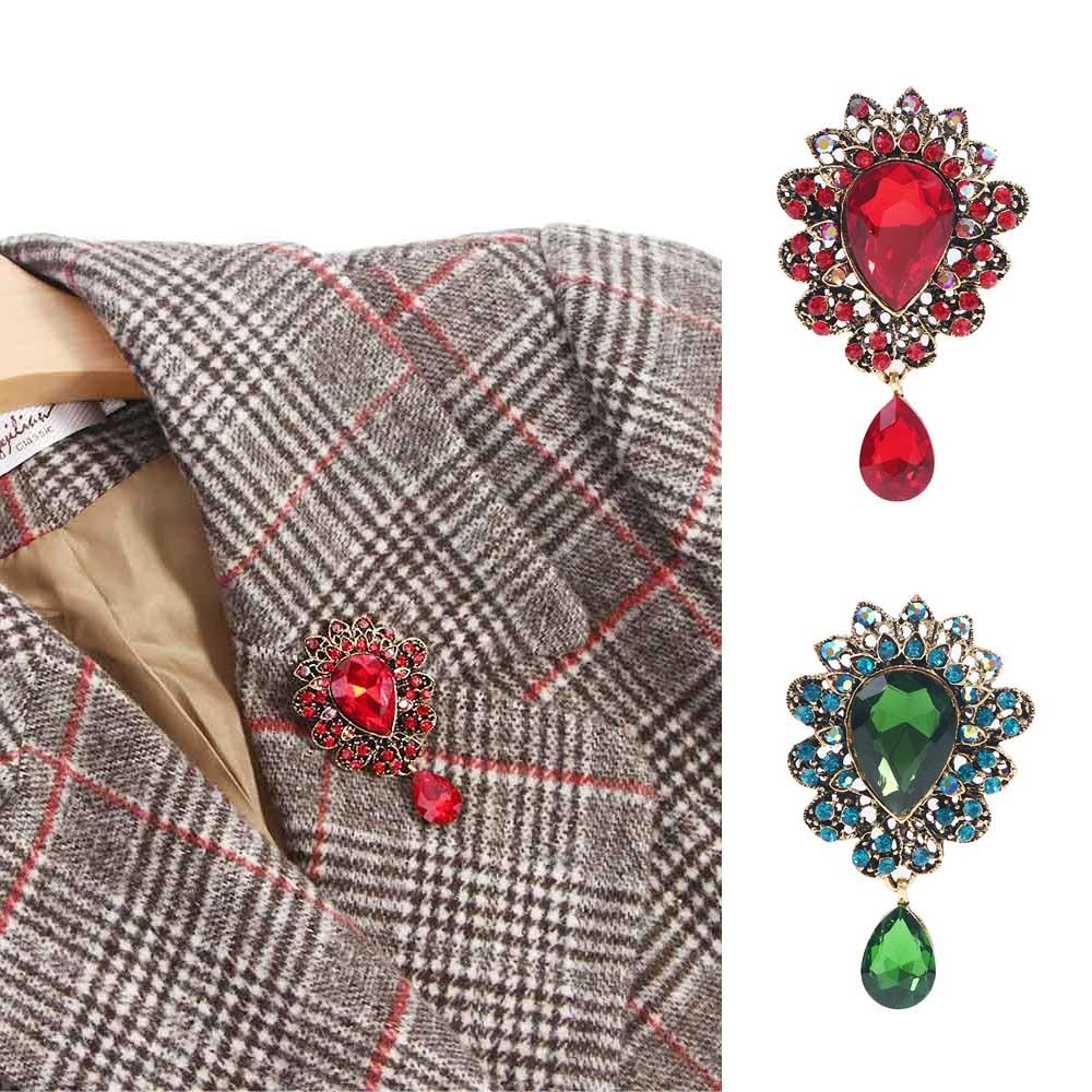 Clothing For Women Rhinestones Big Water Drop Dress Brooch Pins Jewelry Corsage Fashion Accessories