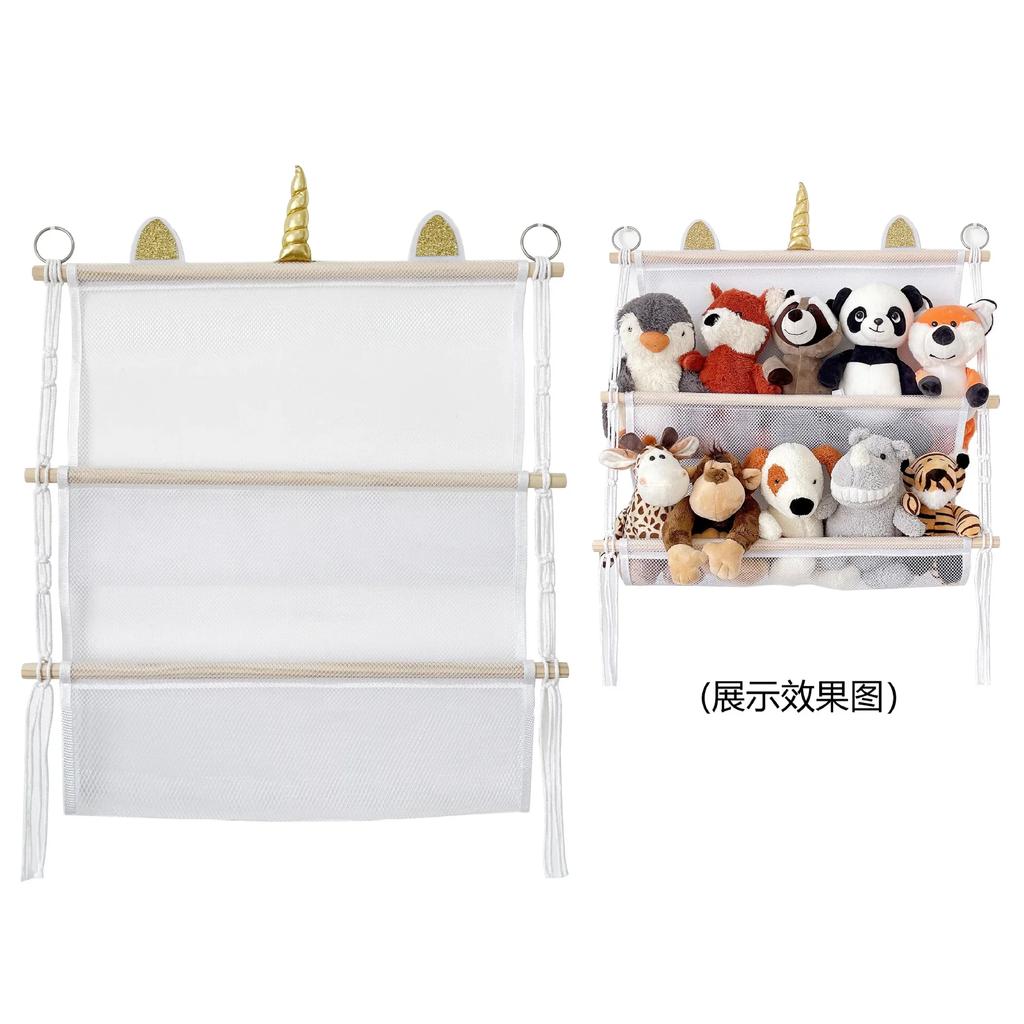 1/2/3layer Hanging Net Holder Storage Bag Collection Easy To Install Minimalist Wall Hanging Toy Organizer for Kids Room Nursery