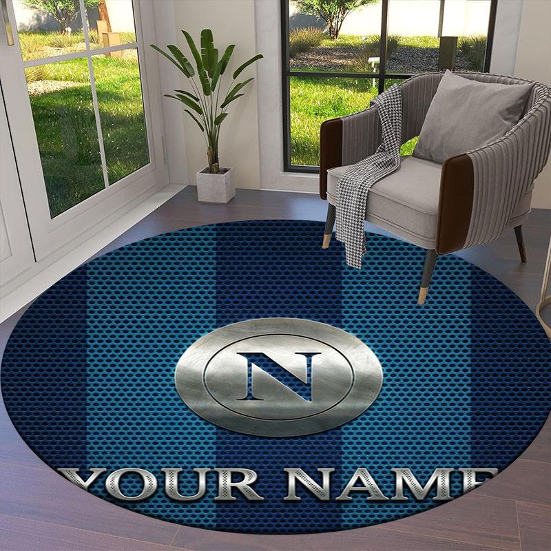 SSC Napoli Custom Name Round Area Rug,Carpet Rug for Living Room Bedroom Sofa Playroom Decor,Non-slip Floor Mat