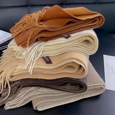 Women's Double-Sided Imitation Cashmere Scarf: 2024 New Style, Plus Velvet, Thick & Warm for Autumn/Winter.