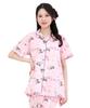 SAZAC Angel My Melody x Kuromi Shirt Cotton Short Sleeve and Long Pants Loungewear Pajamas, 100% Broadcloth, Women's Set, (Pink/M/SAN1947)