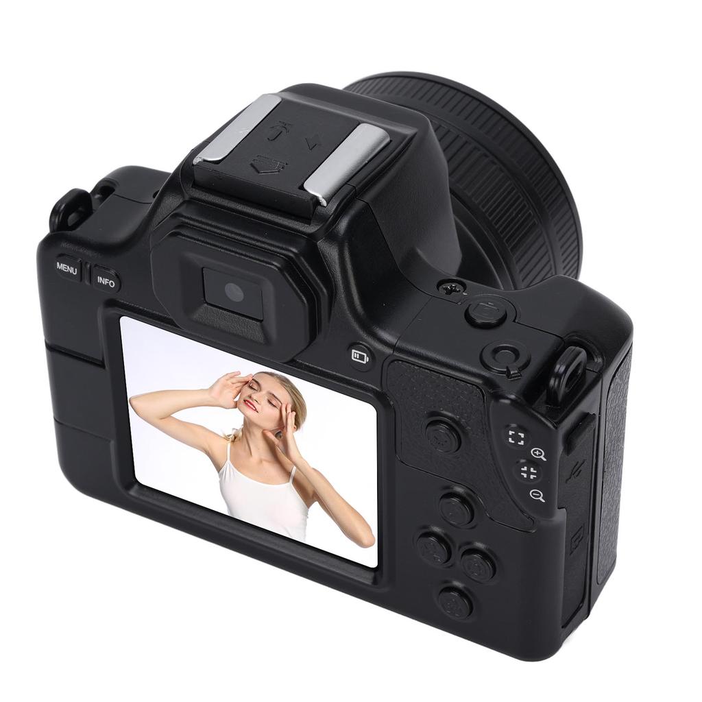 48MP 2K Digital Camera Double Lens Portable 16X Zoom Camera with Games Music Filters for Travel Black