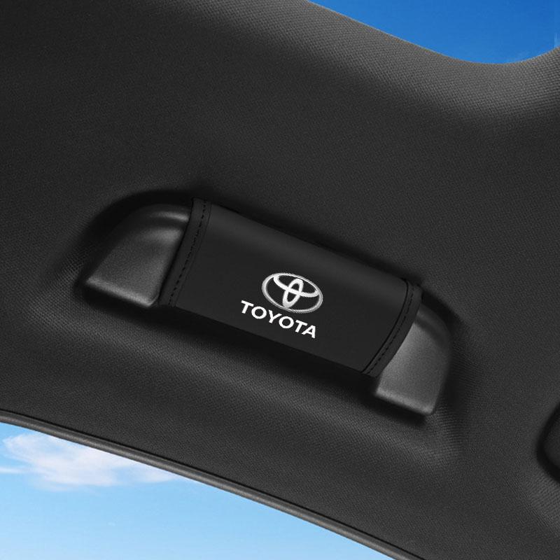 1/2Pcs Car Roof Handle Cover Door Armrest Leather Covering for Toyota Gazoo Racing Corolla TRD Yaris Chr Auris Rav4 Camry Prius Prado Avensis