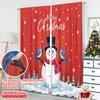 2pcs 2D Flat Printing Merry Christmas Popular Curtains Merry Christmas Snowman Cardinal Bluebird 100% Polyester Fabric Without