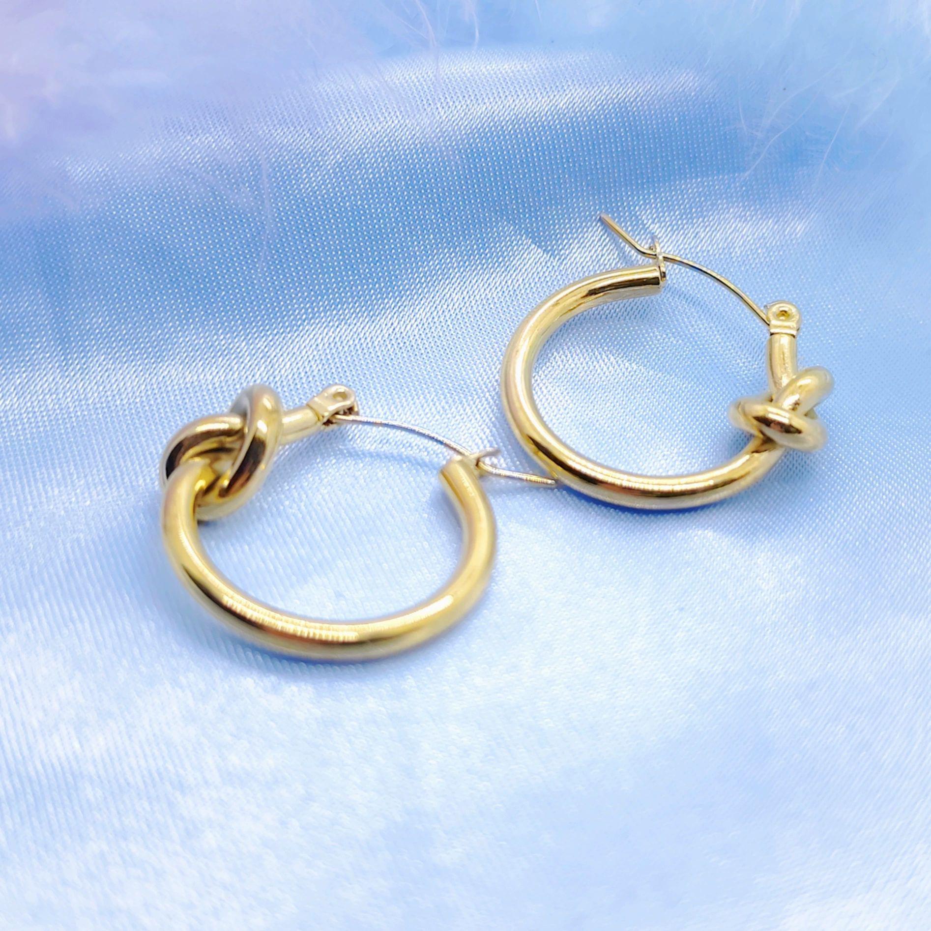 Classic Knotted Stainless Steel Earrings – European & American Style Steel Pair