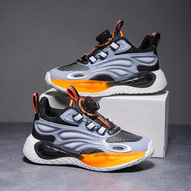 

Boys shoes 2025 spring and autumn new children s sports shoes medium and older boys rotating buckle leather waterproof basketball shoes 28